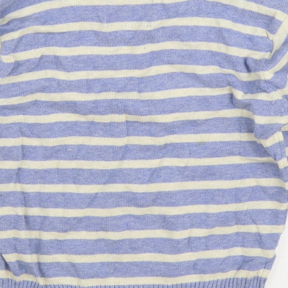 Rebel Boys Blue Round Neck Striped 100% Cotton Pullover Jumper Size 3-4 Years Pullover