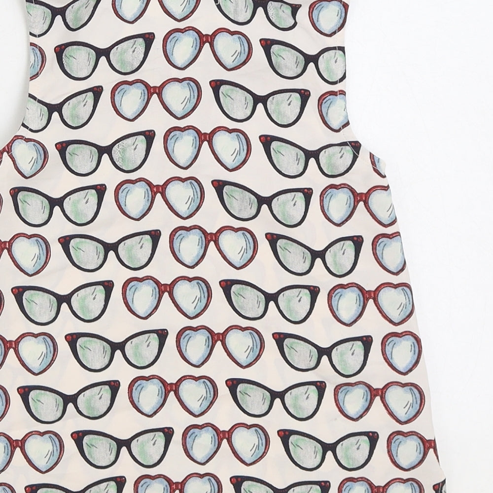 NEXT Girls Multicoloured Geometric Polyester Basic Button-Up Size 6 Years Collared Button - Glasses