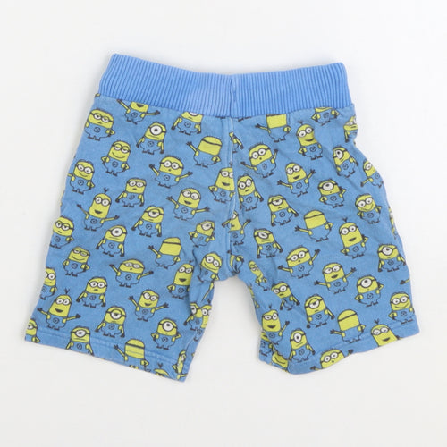 Despicable Me Boys Blue Geometric 100% Cotton Sweat Shorts Size 2-3 Years Regular Drawstring - Mionions