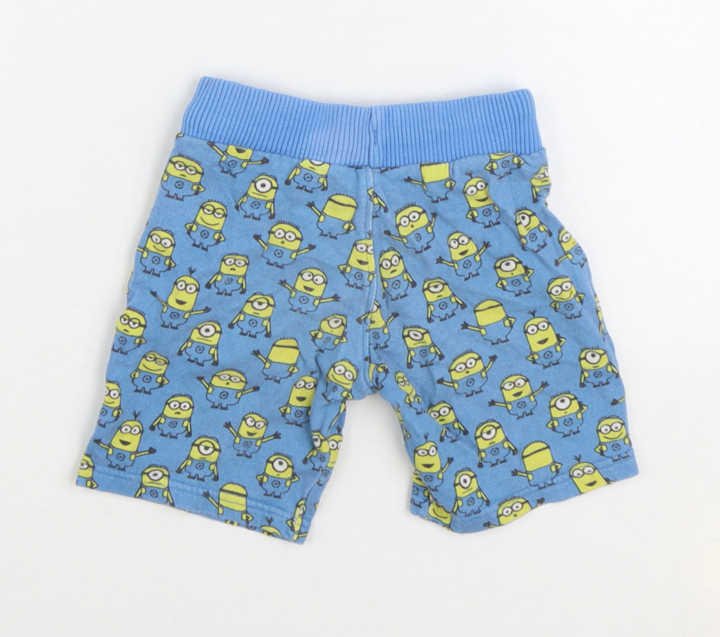 Despicable Me Boys Blue Geometric 100% Cotton Sweat Shorts Size 2-3 Years Regular Drawstring - Mionions