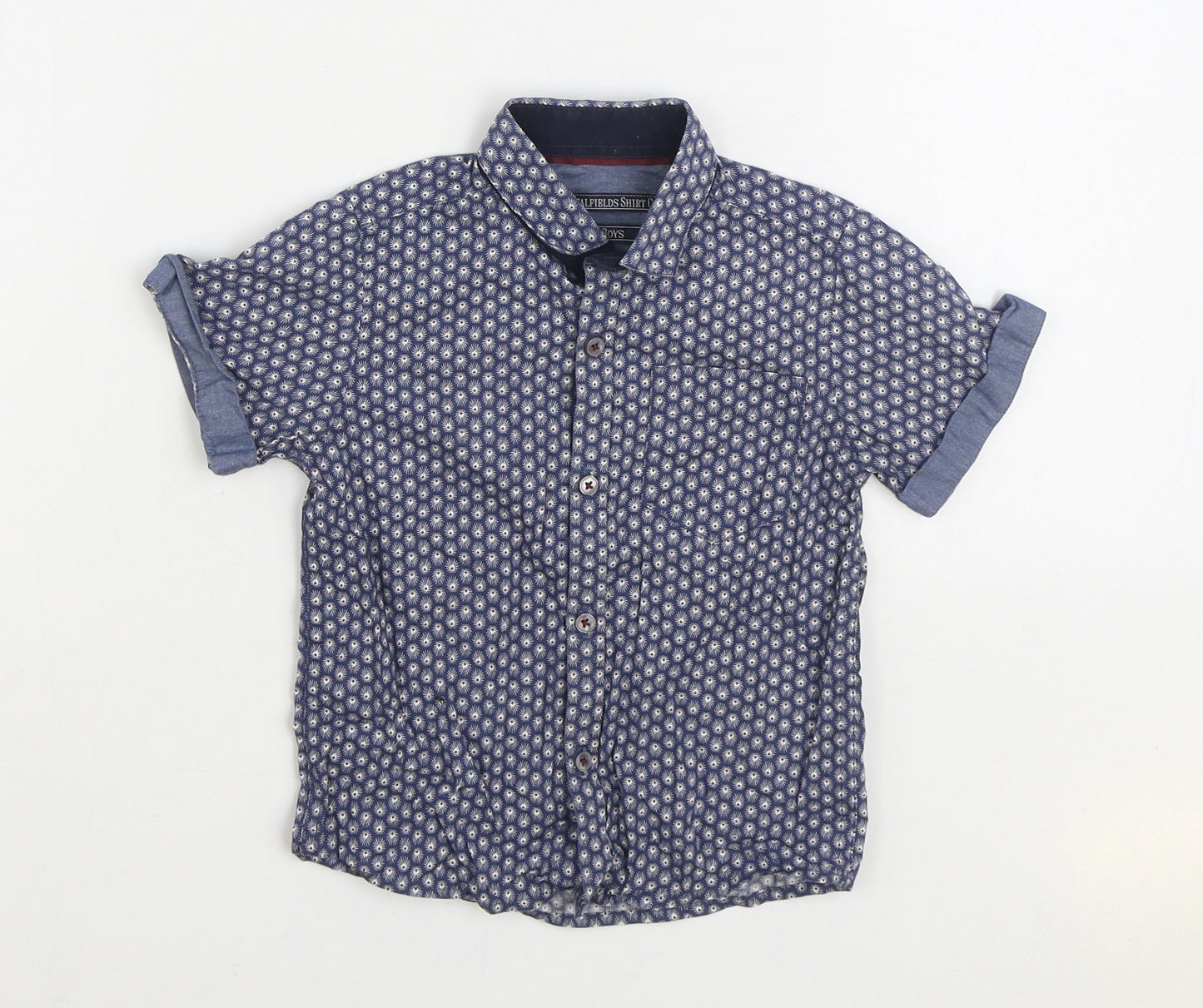NEXT Boys Blue 100% Cotton Basic Button-Up Size 3 Years Collared Button