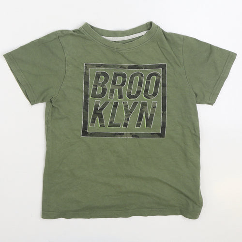 Primark Boys Green 100% Cotton Basic T-Shirt Size 8-9 Years Round Neck Pullover - Brooklyn