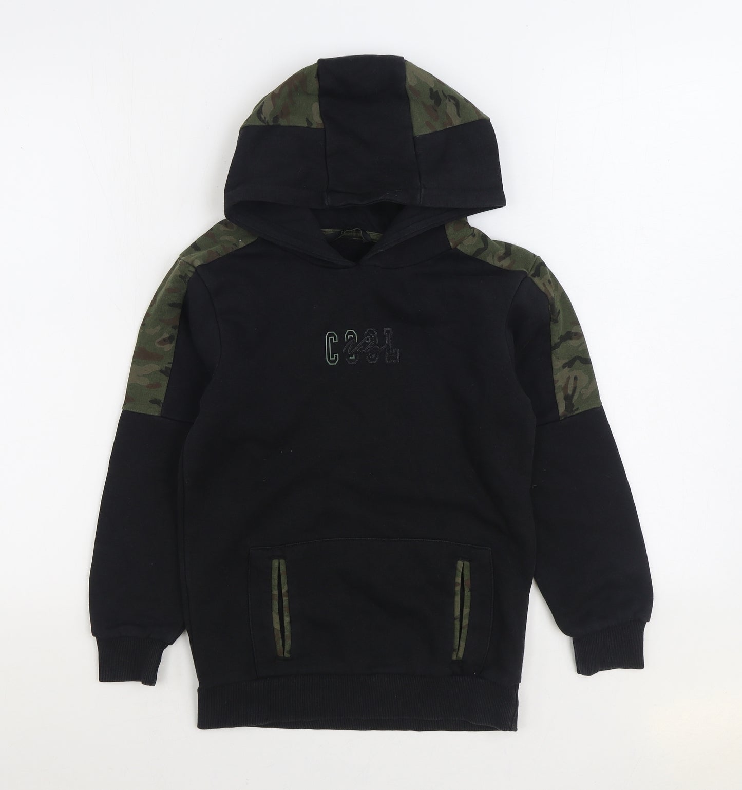 George Boys Black Camouflage Cotton Pullover Hoodie Size 9-10 Years Pullover - Cool Vibes