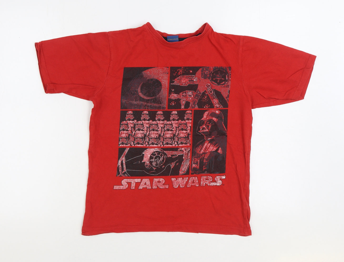M&Co Boys Red 100% Cotton Basic T-Shirt Size 12-13 Years Round Neck Pullover - Star Wars