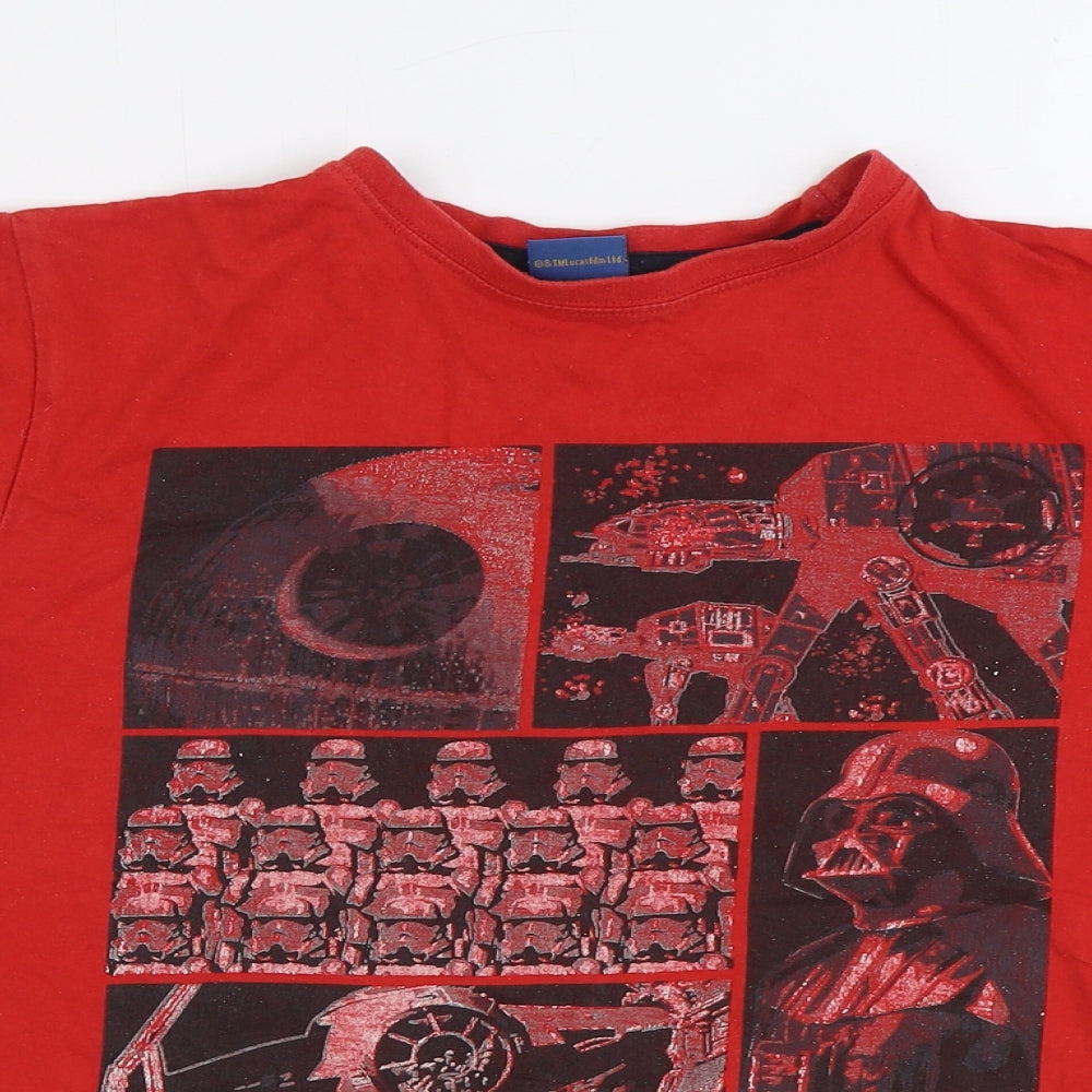 M&Co Boys Red 100% Cotton Basic T-Shirt Size 12-13 Years Round Neck Pullover - Star Wars