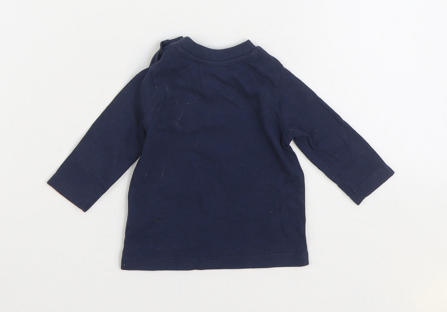 F&F Baby Blue Cotton Basic T-Shirt Size 0-3 Months Round Neck Snap - Make Some Noise
