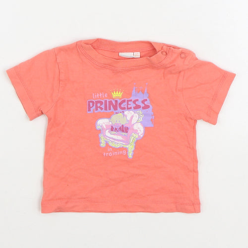 Blue Zoo Girls Pink 100% Cotton Basic T-Shirt Size 6-9 Months Round Neck Snap - Princess