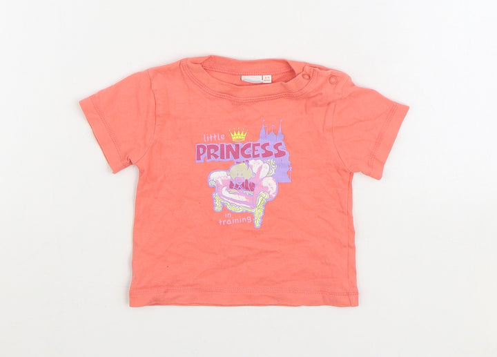 Blue Zoo Girls Pink 100% Cotton Basic T-Shirt Size 6-9 Months Round Neck Snap - Princess
