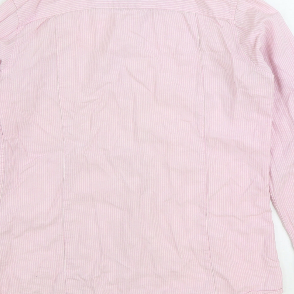 Rydale Country Womens Pink Striped 100% Cotton Basic Button-Up Size 10 Collared