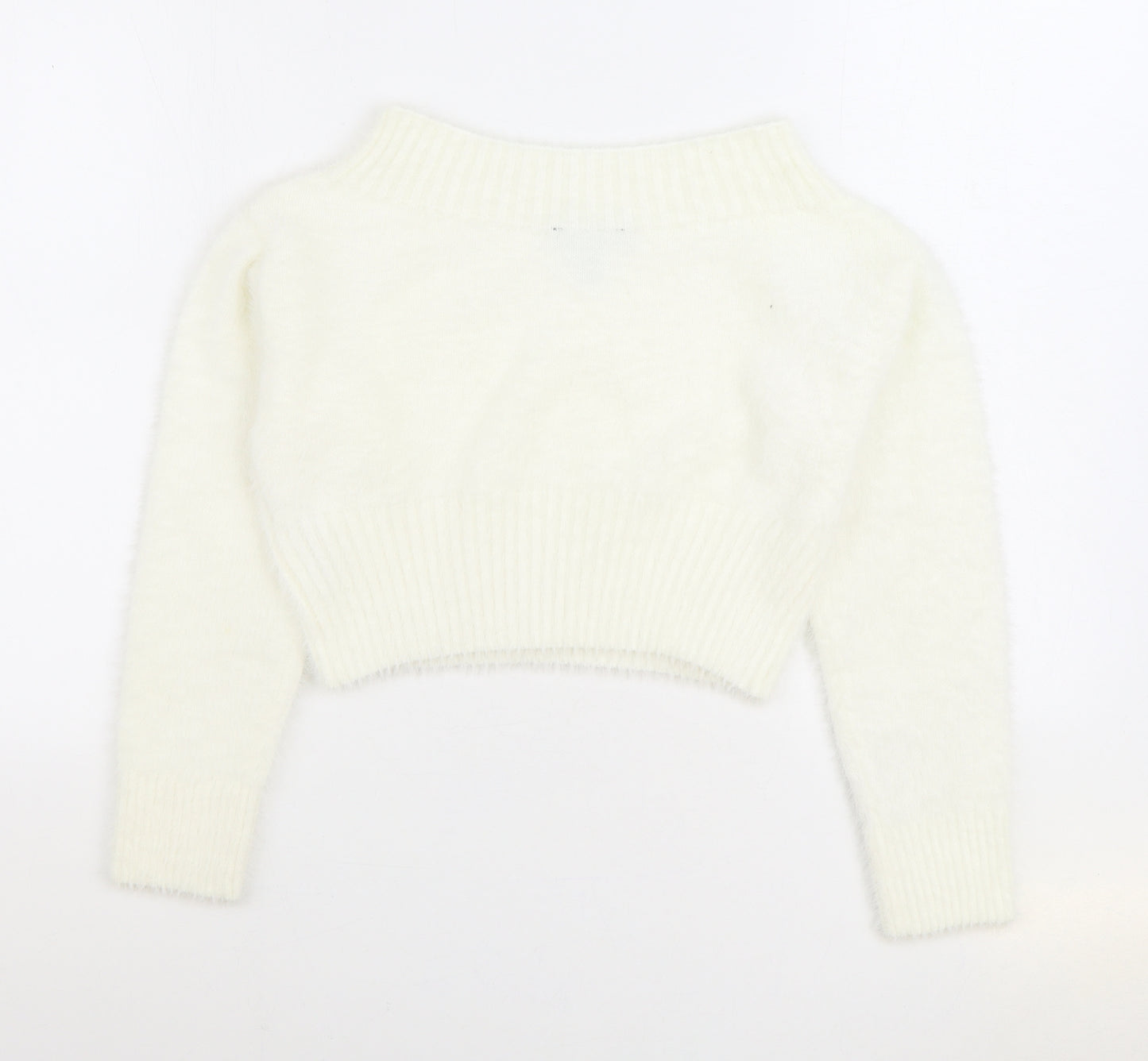 915 Generation Girls White Round Neck Nylon Pullover Jumper Size 12-13 Years Pullover - Cropped