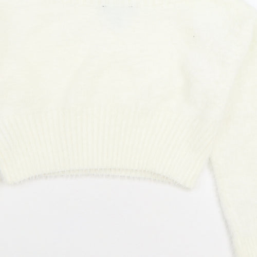915 Generation Girls White Round Neck Nylon Pullover Jumper Size 12-13 Years Pullover - Cropped