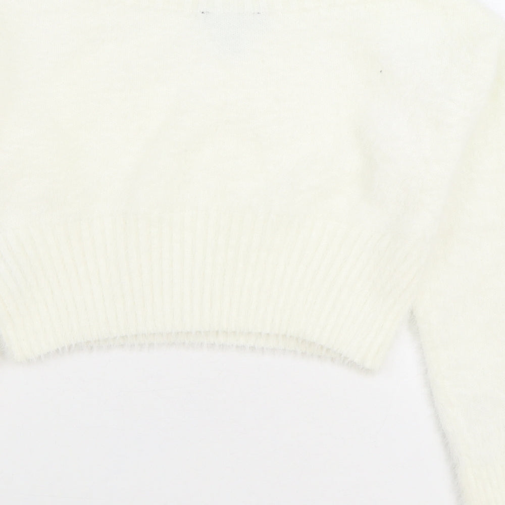 915 Generation Girls White Round Neck Nylon Pullover Jumper Size 12-13 Years Pullover - Cropped