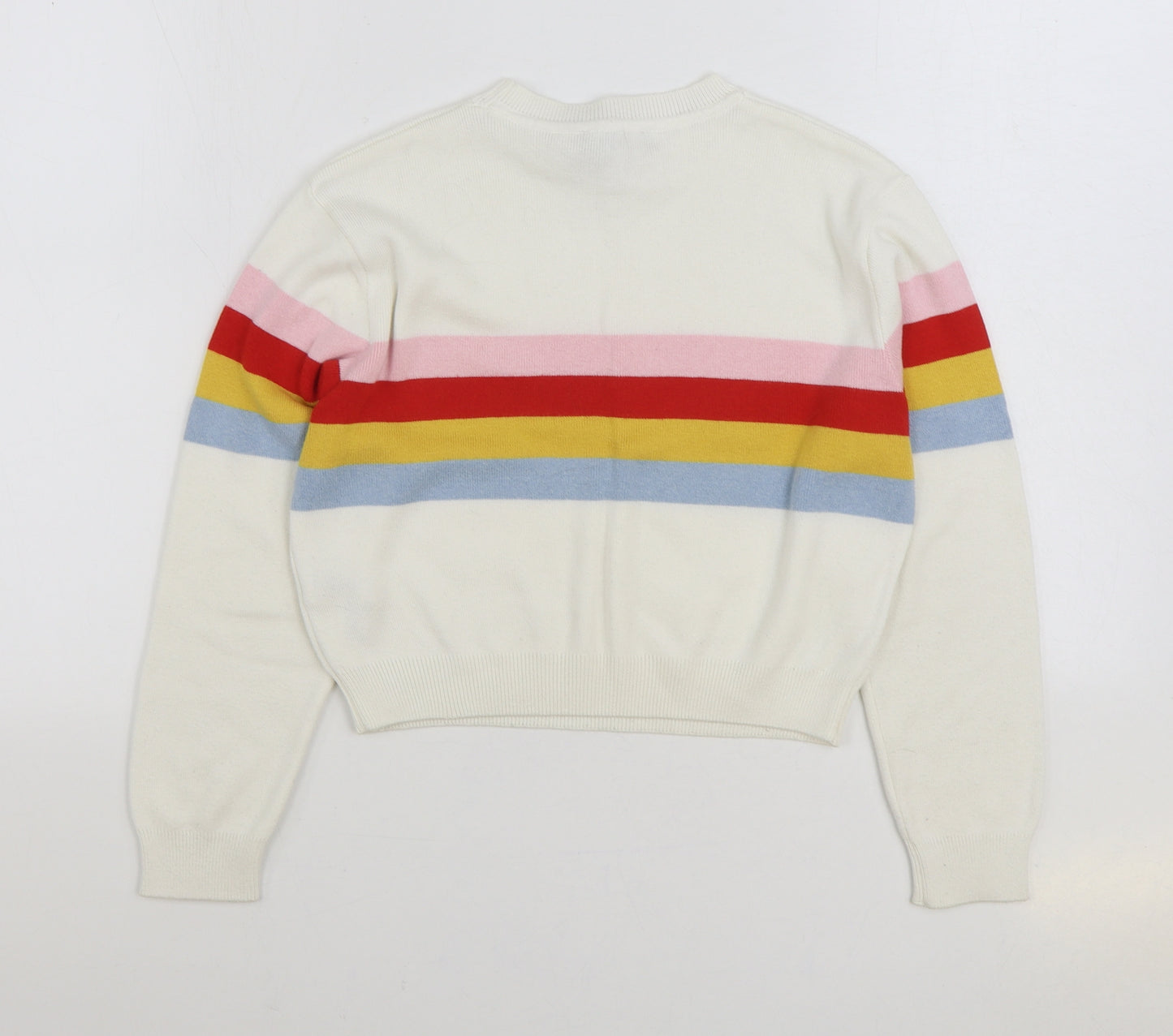 915 Generation Girls Multicoloured Round Neck Striped Acrylic Pullover Jumper Size 12-13 Years Pullover - Cropped