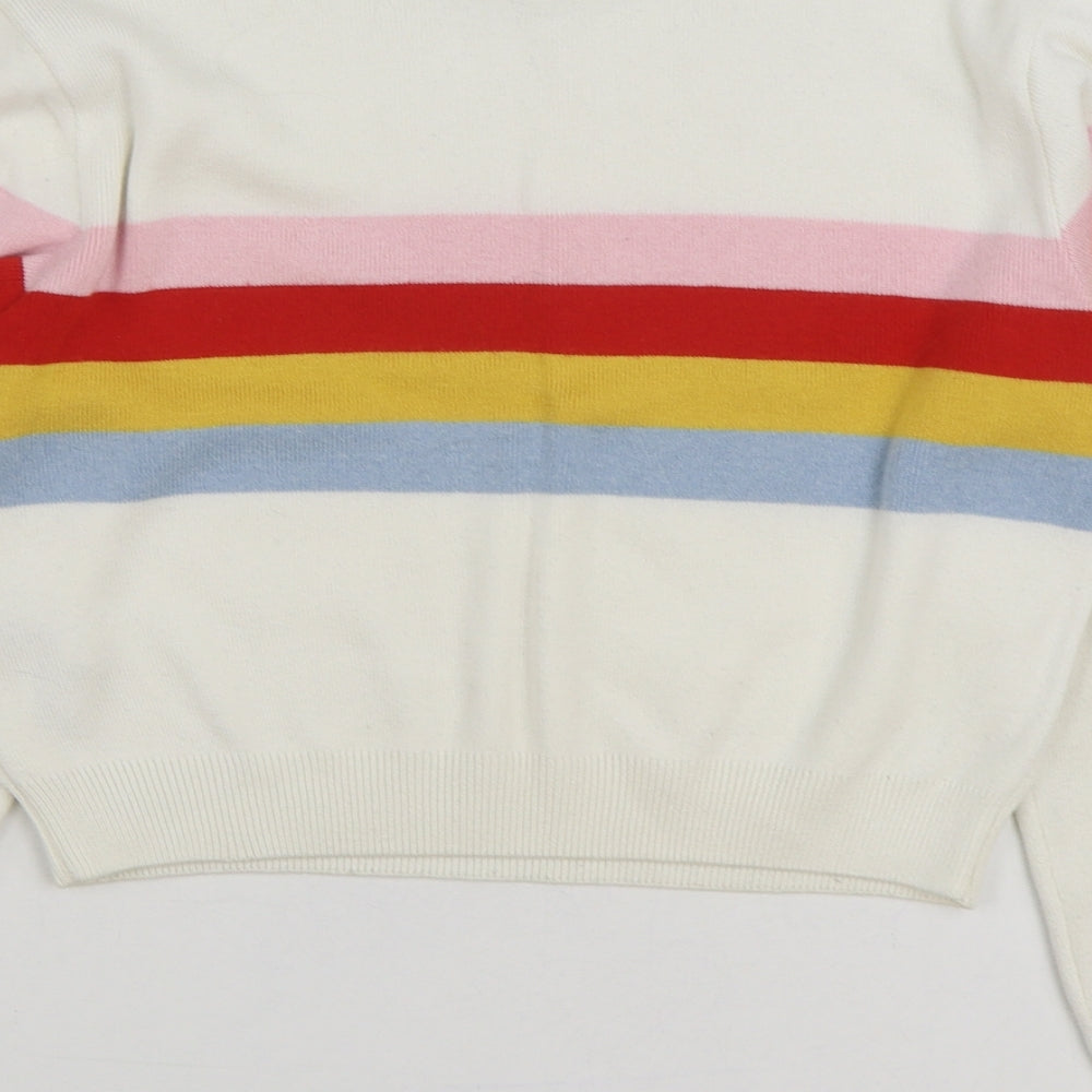915 Generation Girls Multicoloured Round Neck Striped Acrylic Pullover Jumper Size 12-13 Years Pullover - Cropped