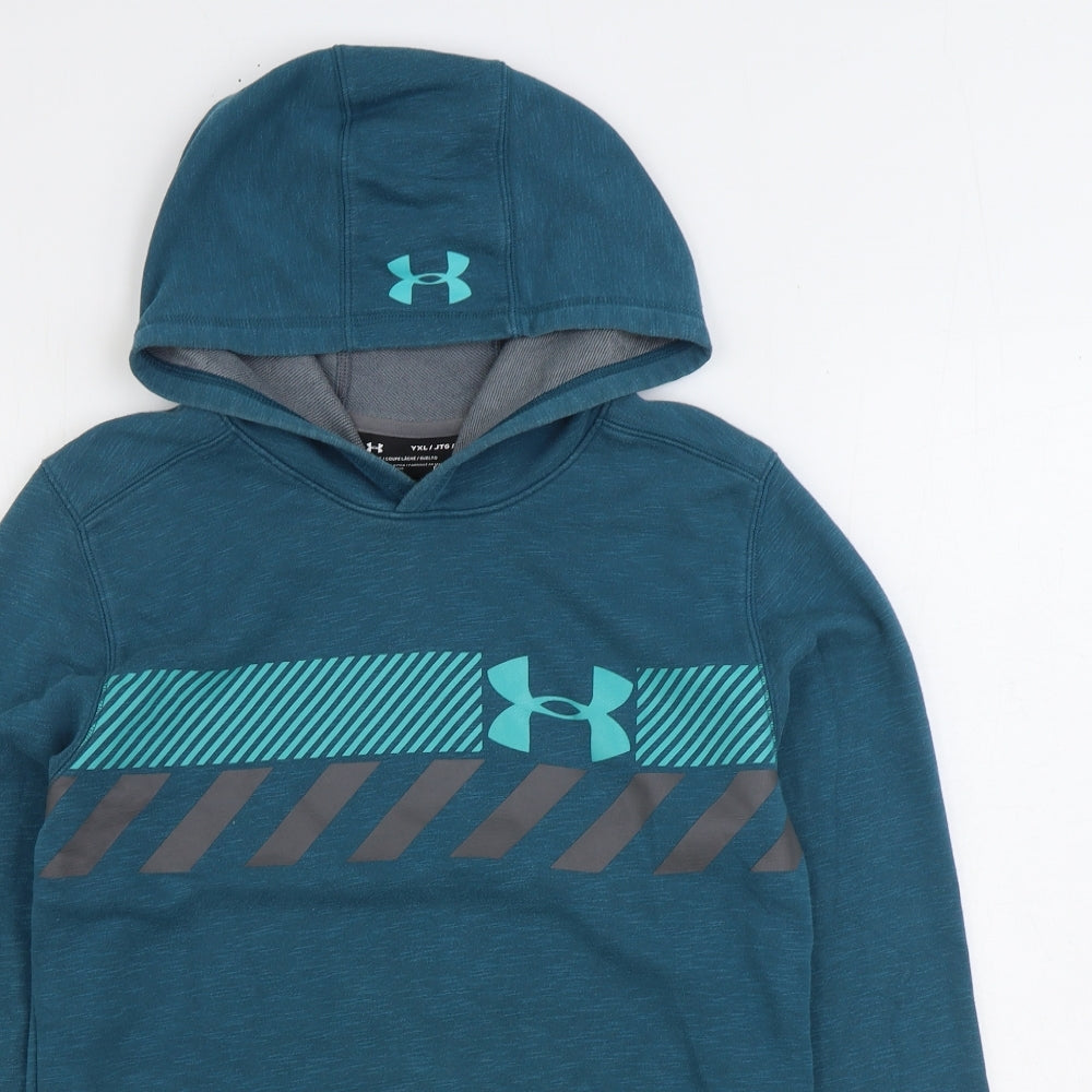 Under armour Boys Blue Cotton Pullover Hoodie Size 14-15 Years Pullover
