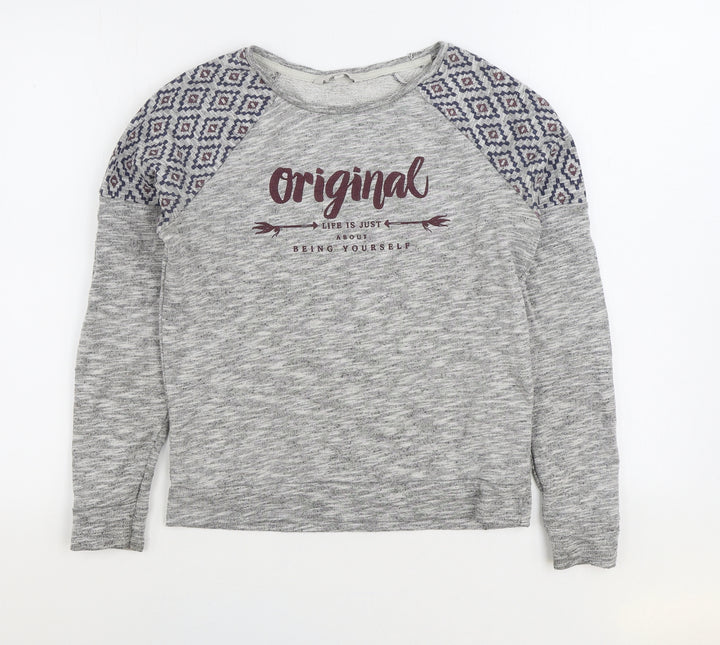 Clockhouse Womens Grey Geometric Cotton Pullover Sweatshirt Size M Pullover - Original