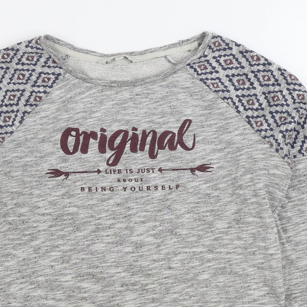 Clockhouse Womens Grey Geometric Cotton Pullover Sweatshirt Size M Pullover - Original