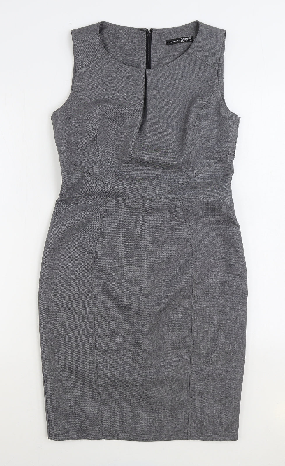 Atmosphere Womens Grey Polyester Pencil Dress Size 10 Scoop Neck Zip