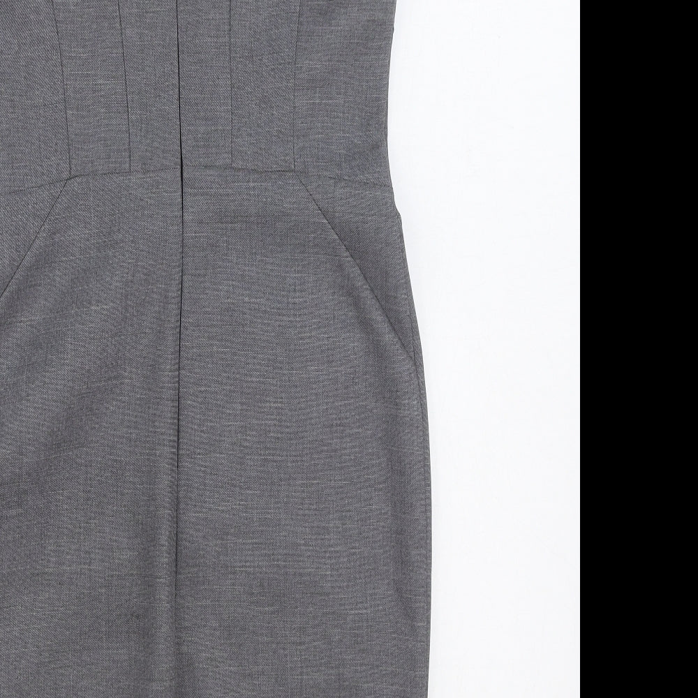 Atmosphere Womens Grey Polyester Pencil Dress Size 10 Scoop Neck Zip