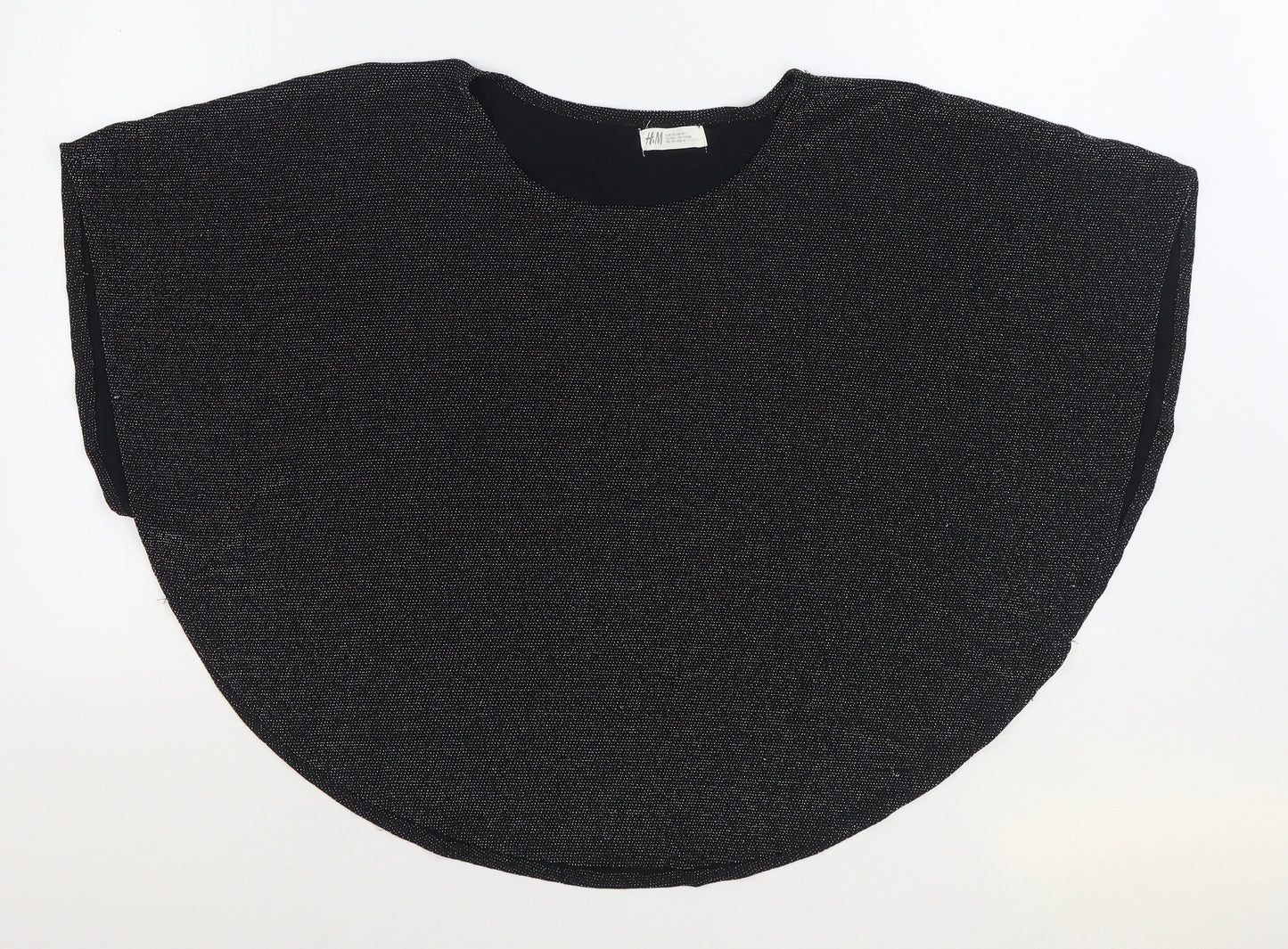 H&M Girls Black Polyamide Basic Blouse Size 14-15 Years Boat Neck Pullover