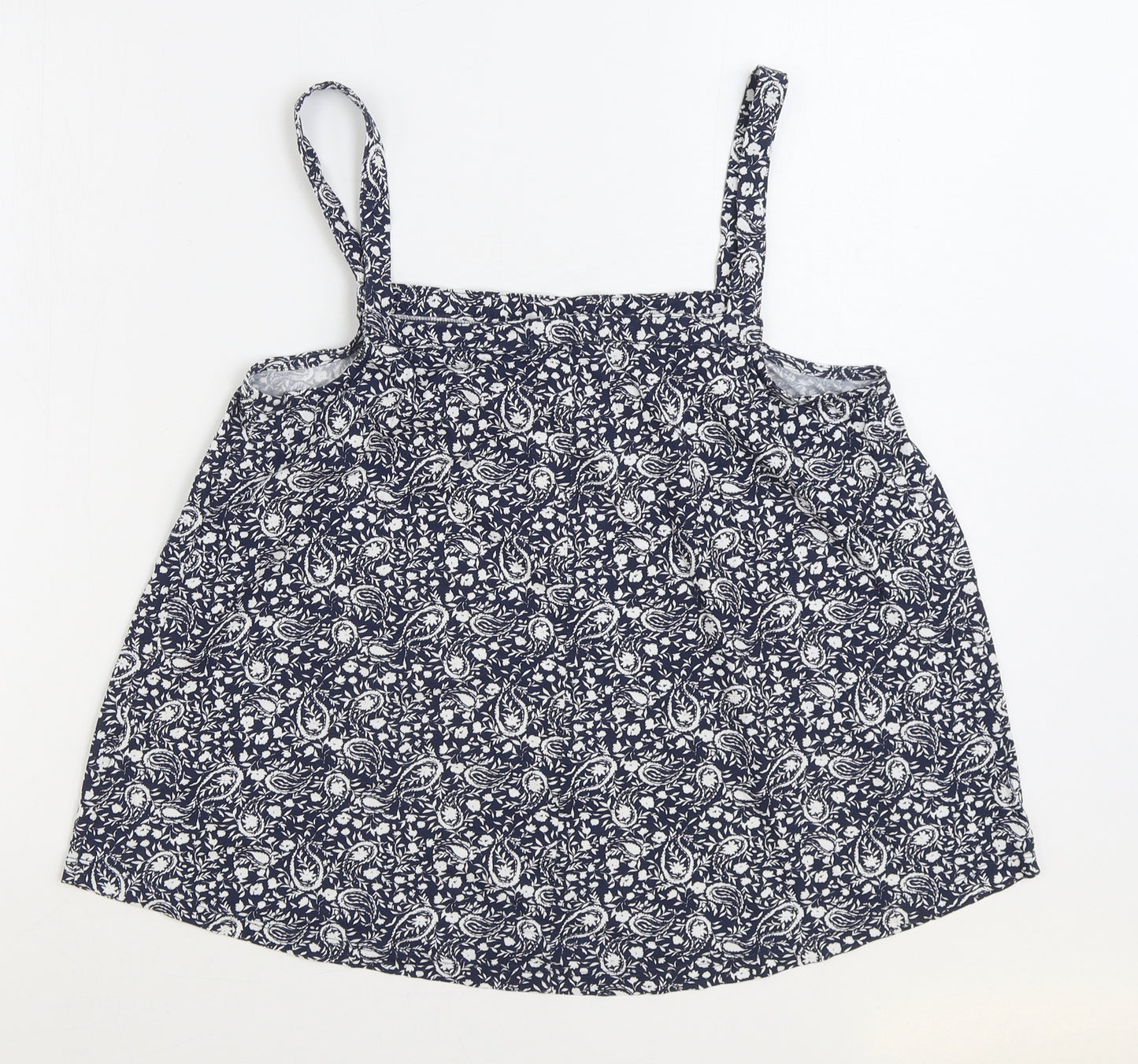 Matalan Womens Blue Paisley 100% Cotton Basic Tank Size 14 Square Neck