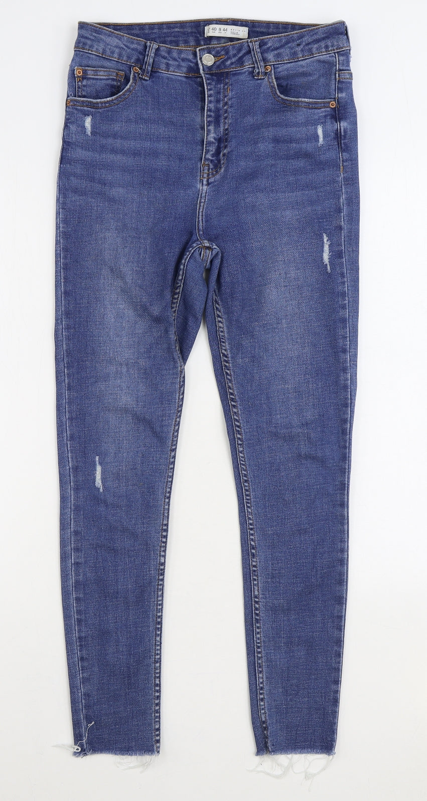 Denim & Co. Womens Blue Cotton Skinny Jeans Size 12 L28 in Regular Zip