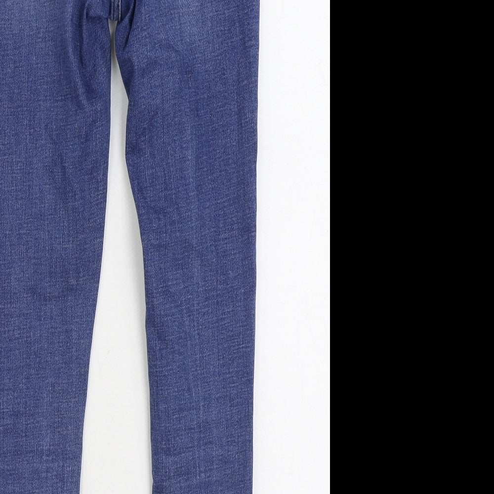 Denim & Co. Womens Blue Cotton Skinny Jeans Size 12 L28 in Regular Zip