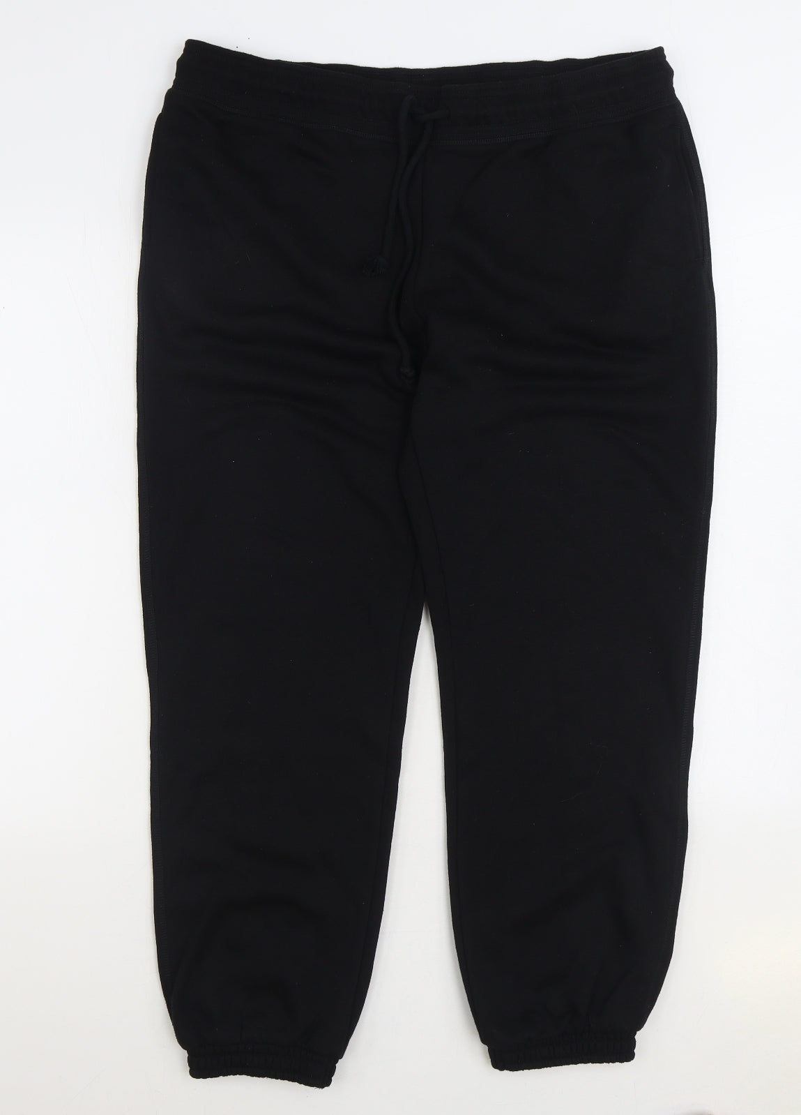 Primark Womens Black Polyester Jogger Trousers Size 14 L30 in Regular Drawstring