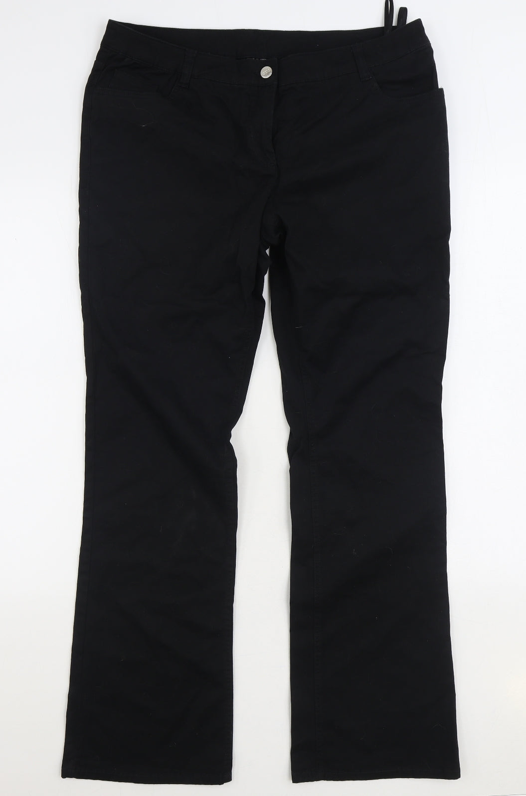 BPC Womens Black Cotton Trousers Size 16 L32 in Regular Zip