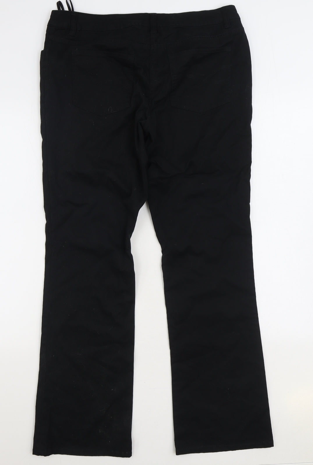 BPC Womens Black Cotton Trousers Size 16 L32 in Regular Zip