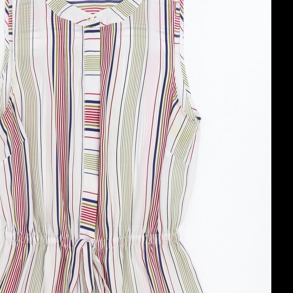 TU Womens Multicoloured Striped Polyester Basic Button-Up Size 12 Collared