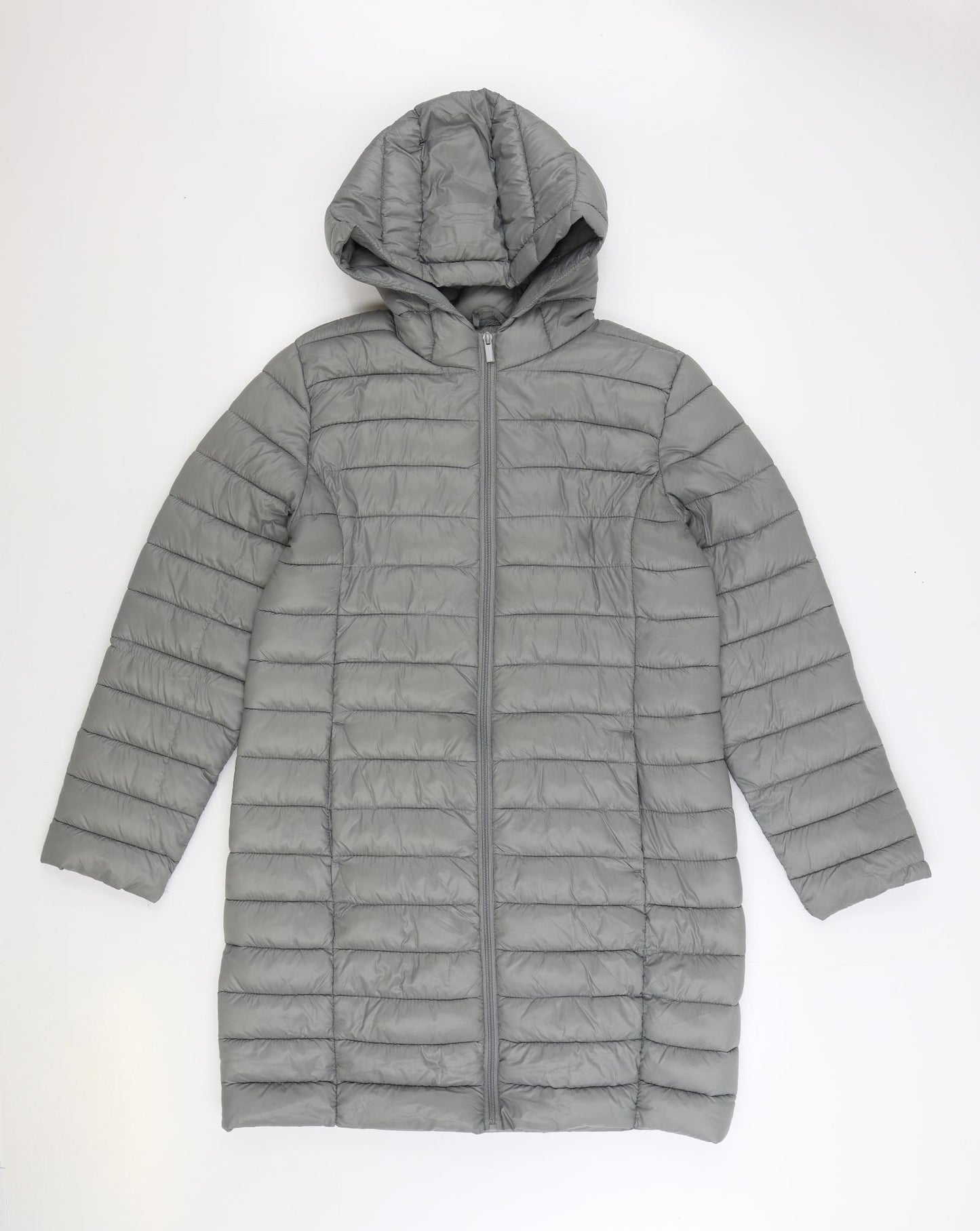 Primark Womens Grey Quilted Coat Size M Zip