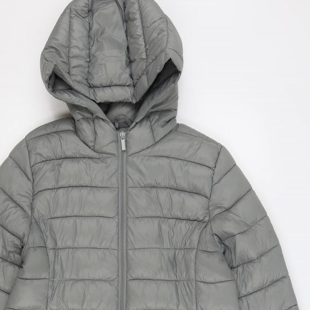 Primark Womens Grey Quilted Coat Size M Zip