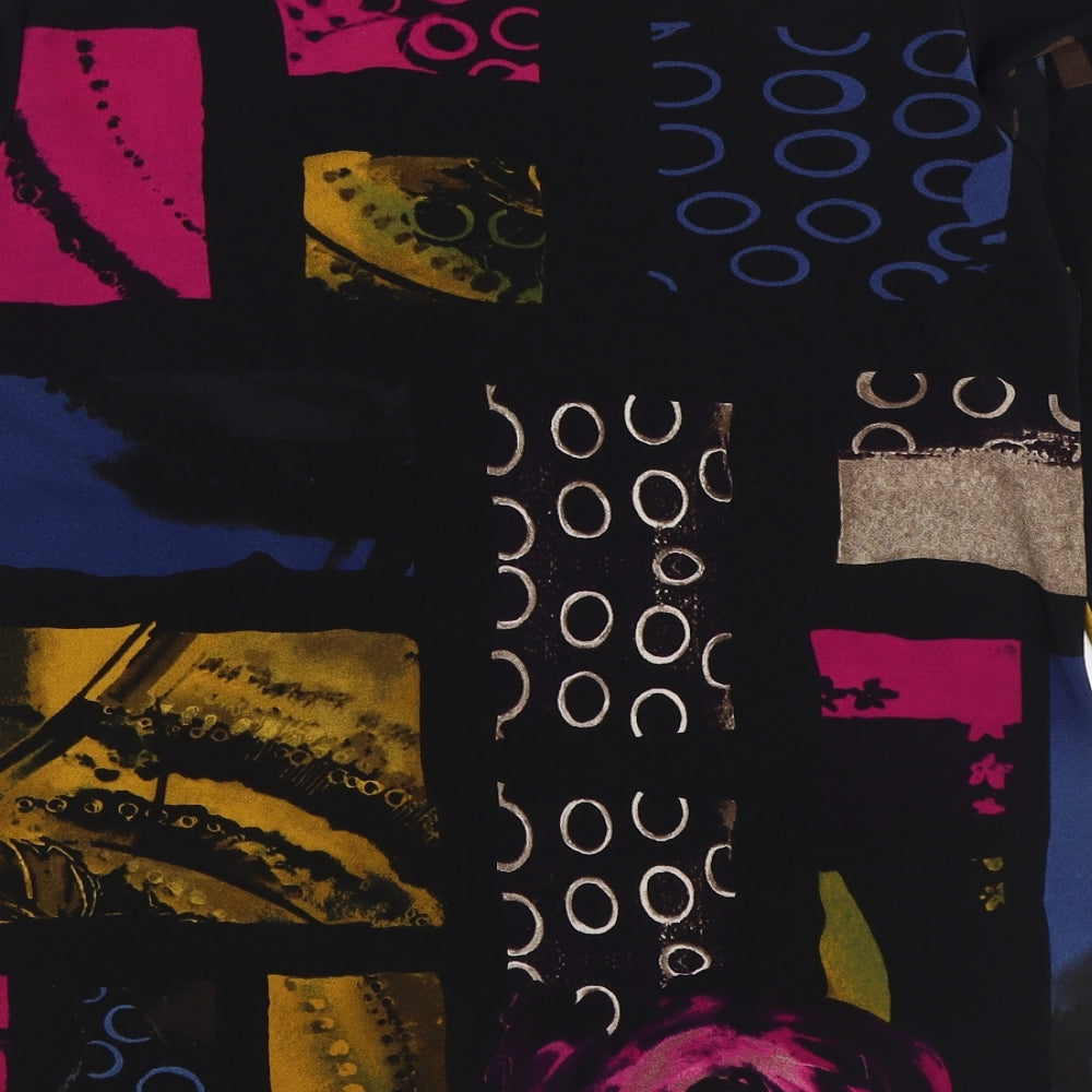 JUST ELEGANCE Womens Multicoloured Geometric Polyester Basic Blouse Size 14 Round Neck