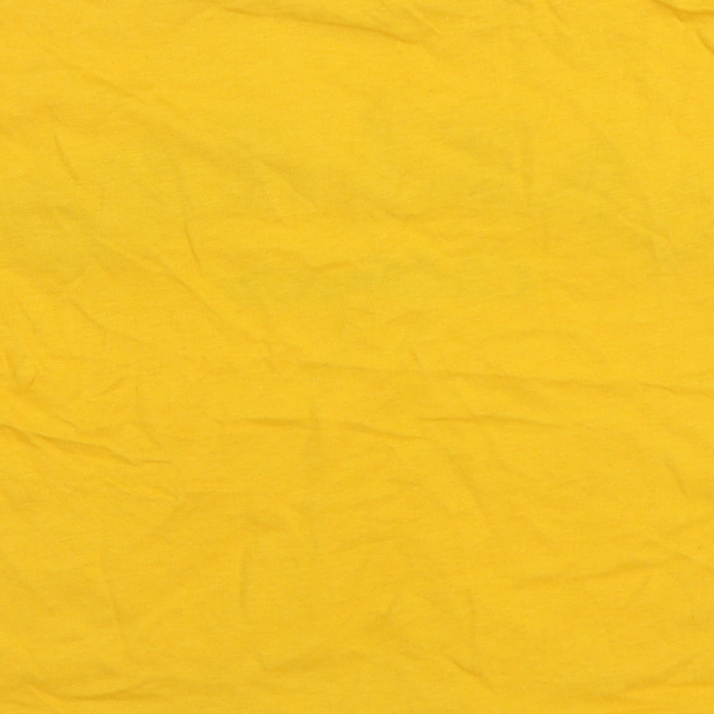 Candy Couture Girls Yellow 100% Cotton Basic T-Shirt Size 14 Years Round Neck Pullover - Oakland Knot Front