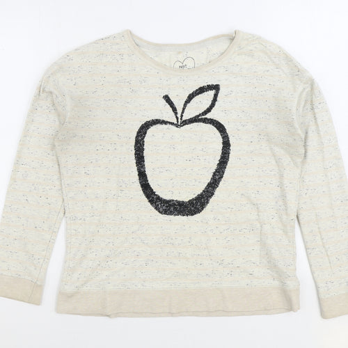 NEXT Womens Beige Striped Cotton Pullover Sweatshirt Size 14 Pullover - Apple