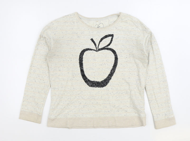 NEXT Womens Beige Striped Cotton Pullover Sweatshirt Size 14 Pullover - Apple