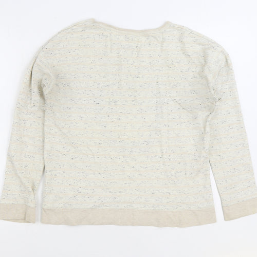 NEXT Womens Beige Striped Cotton Pullover Sweatshirt Size 14 Pullover - Apple