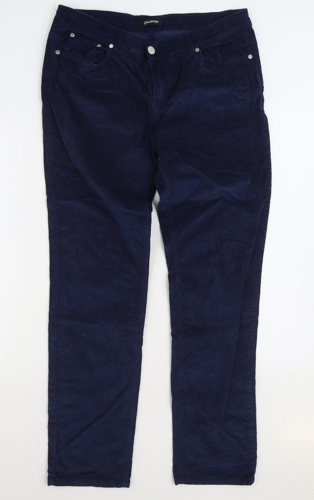 Kaleidoscope Womens Blue Cotton Trousers Size 16 L31 in Regular Zip