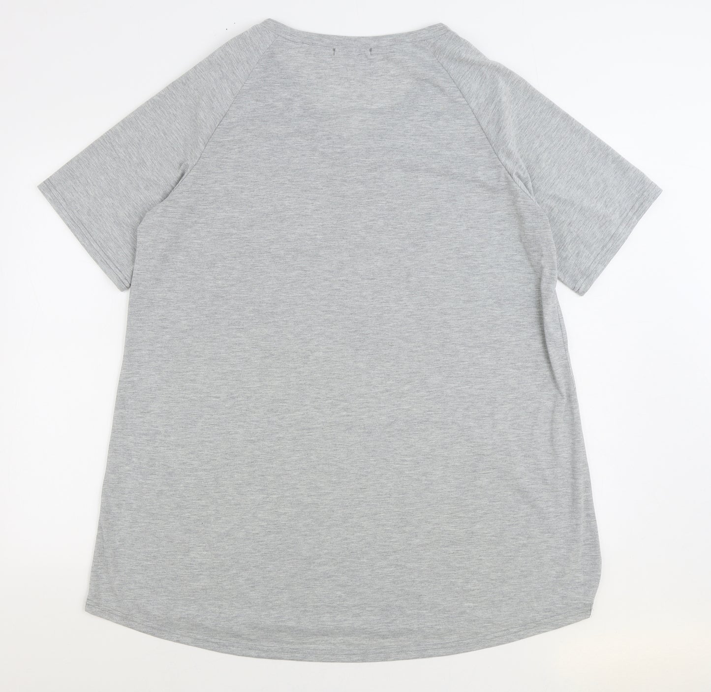 Sheilay Womens Grey 100% Cotton Basic T-Shirt Size 2XL V-Neck - Let It Be Daisy