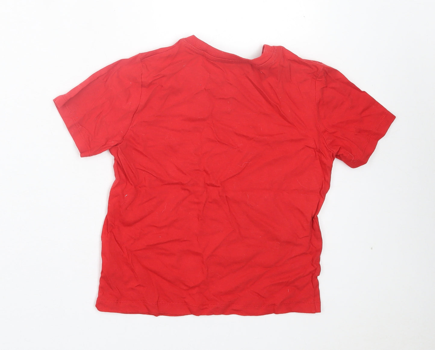 Comic Relief Girls Red Cotton Basic T-Shirt Size 5-6 Years Crew Neck Pullover - Blackadder