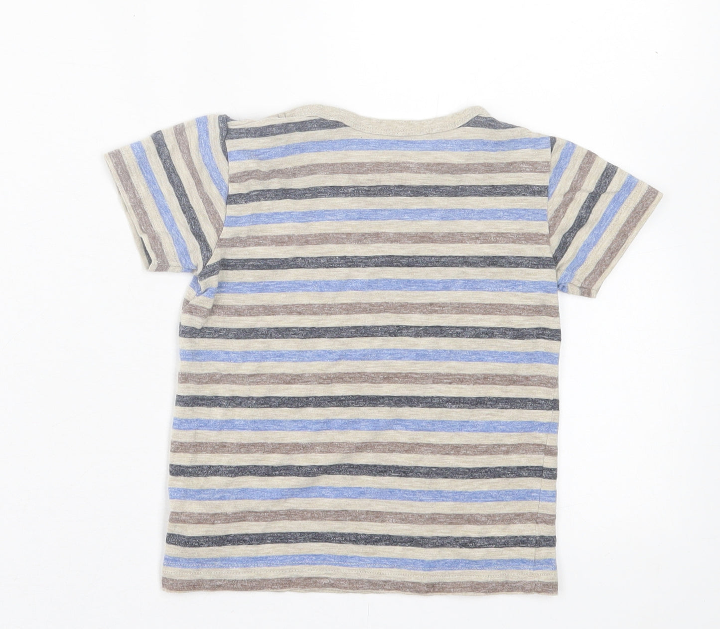 NEXT Boys Multicoloured Striped Viscose Basic T-Shirt Size 12-18 Months Crew Neck Pullover