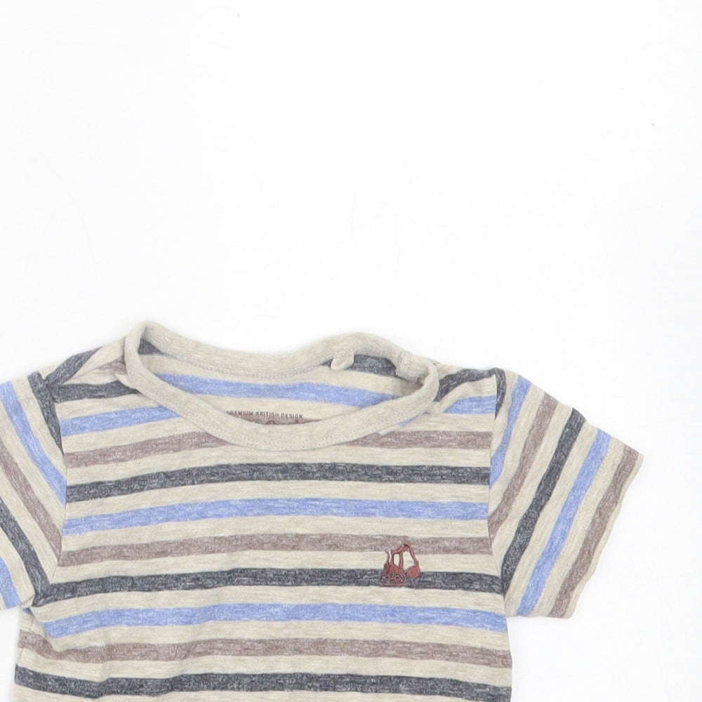NEXT Boys Multicoloured Striped Viscose Basic T-Shirt Size 12-18 Months Crew Neck Pullover