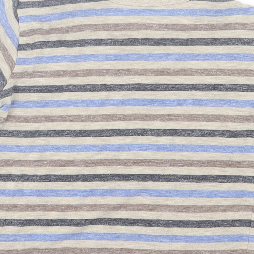NEXT Boys Multicoloured Striped Viscose Basic T-Shirt Size 12-18 Months Crew Neck Pullover