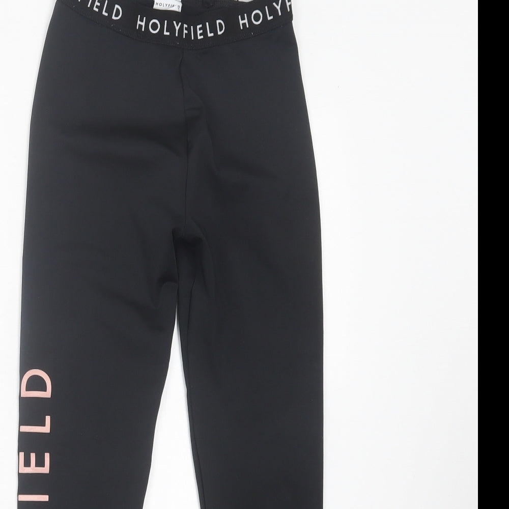Holyfield Girls Black Polyester Capri Trousers Size 8-9 Years Regular Pullover