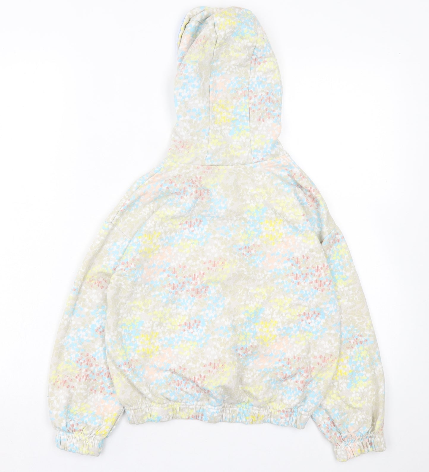Leigh Tucker Girls Multicoloured Geometric Cotton Full Zip Hoodie Size 9-10 Years Zip