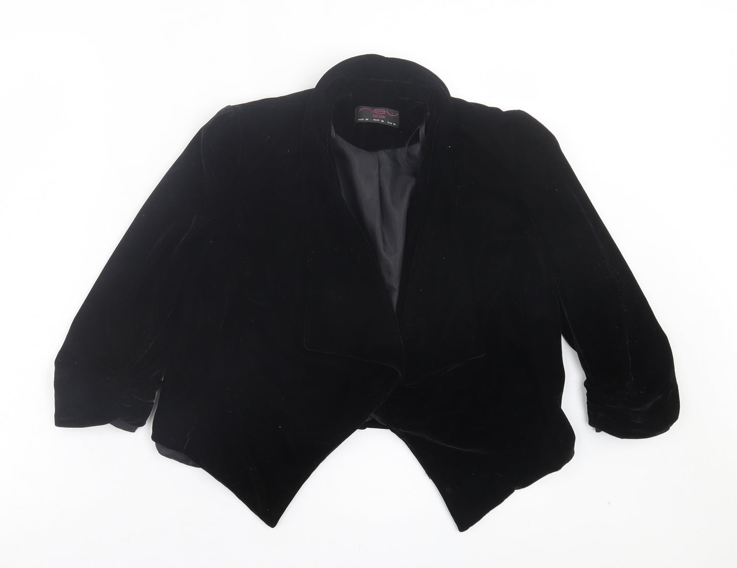 New Look Womens Black Jacket Size 10 - Ruched Sleeves. Open