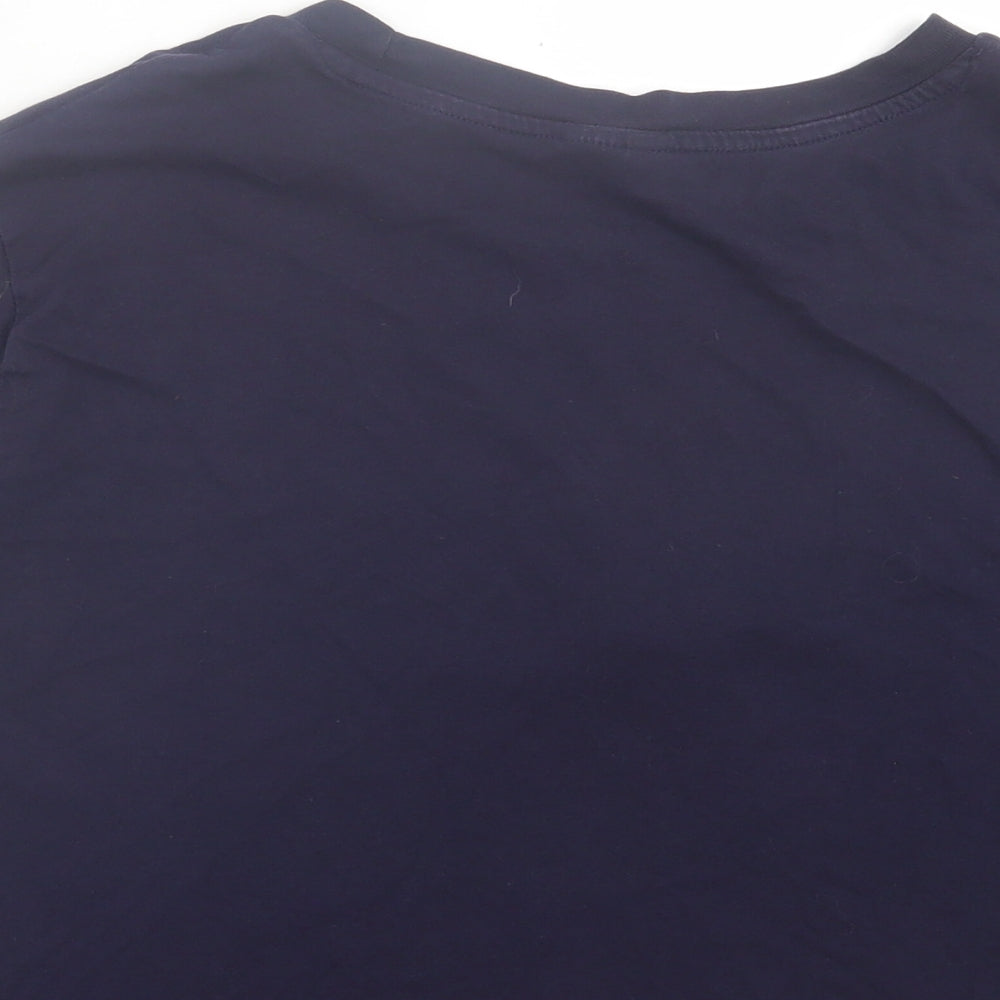 H&M Womens Blue Cotton Cropped T-Shirt Size S Crew Neck - Malibu