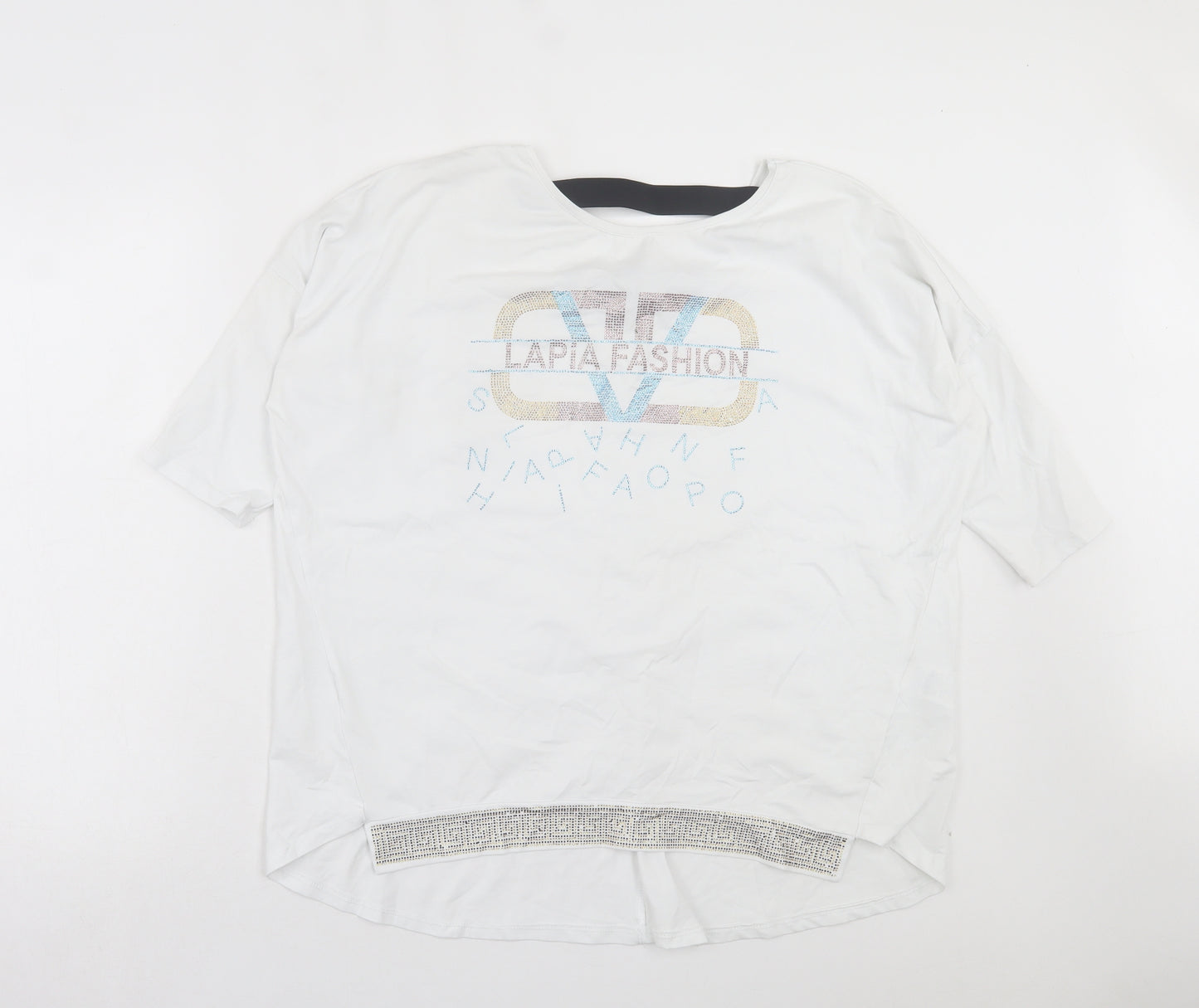 Lapia Womens White Cotton Basic T-Shirt Size XL Round Neck