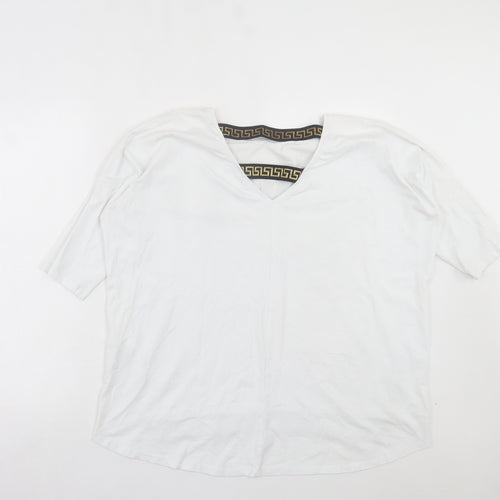 Lapia Womens White Cotton Basic T-Shirt Size XL Round Neck